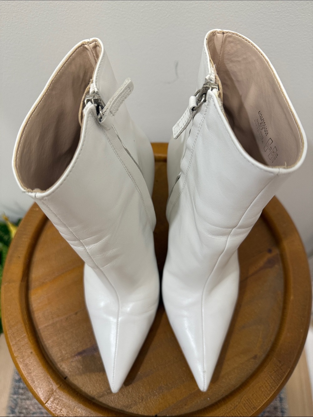 Zara White Pointed Toe Ankle Boots - Picture 9 of 12